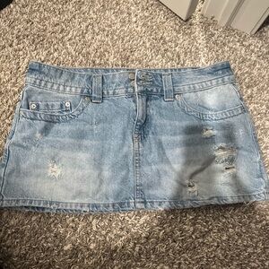 BDG Light Blue Distressed micro Mini Skirt